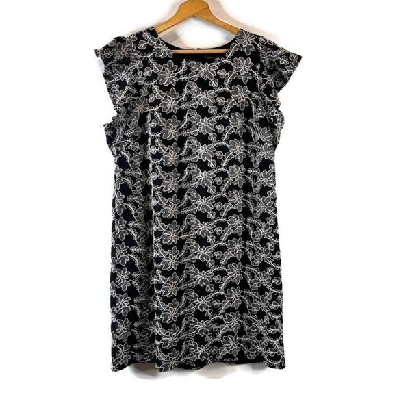 Ann Taylor Dresses & Skirts - Ann Taylor Womens Dress Size 18 Black Floral Lace Pencil Sheath Flitter Sleeve